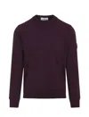 Stone Island Crew Neck Wool Sweater With Ribbed Texture In Purple