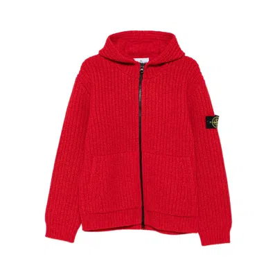 Stone Island Leather Sweaters In Red
