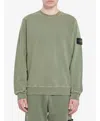 Stone Island Green Crewneck Sweatshirt With Logo Patch On The Sleeve In Cotton Man