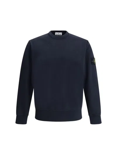Stone Island Compass Patch Crewneck Sweatshirt In Blue
