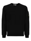 Stone Island Lightweight Wool Crew Neck Pullover In Black