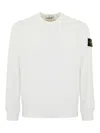 Stone Island Wool Blend Sweatshirt With Iconic Logo Patch And Timeless Design In White
