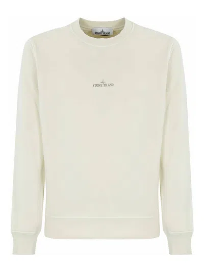 Stone Island Sweatshirt 6100665 In Cotton With Logo Print In White