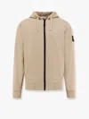 Stone Island Logo-patched Zip-up Sweatshirt In Beige