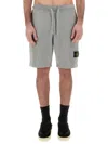 Stone Island Badge Logo Drawstring Bermuda Shorts In Grey