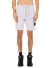 Stone Island Fleece Shorts With Adjustable Waist And Cargo Pocket In Purple