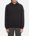 Stone Island Organic Cotton Fleece Hoodie In Black