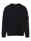 Stone Island Black Sweatshirt With Pockets And Compass Logo In Black