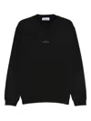 Stone Island Cotton Sweatshirt With Embroidered Logo In Black