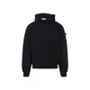 Stone Island Brushed Organic Cotton Fleece Oversized Fit Hoodie Clothing In Black