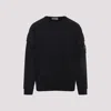 Stone Island Black Long Sleeve Crewneck Sweatshirt With Patch Logo In Blue