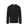 Stone Island Organic Cotton Crew Neck Sweater With English Ribs Knitwear Blue In Black