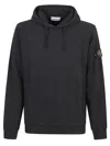 Stone Island Black Cotton Hoodie With Logo Patch In Black