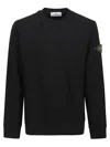 Stone Island Black Long Sleeve Crewneck Sweatshirt With Patch Logo In Black