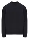 Stone Island Minimalistic Grey Knit Sweater With Round Neckline In Black