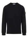 Stone Island Black Long Sleeve Crewneck Sweatshirt With Patch Logo In Black