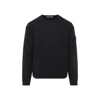 Stone Island Black Crewneck Logo Sweatshirt In Black