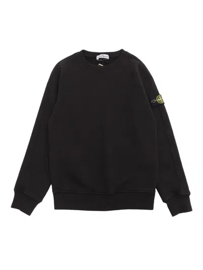 Stone Island Boys Black Kids Logo-badge Relaxed-fit Cotton-jersey Sweatshirt 4-14 Years