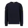 Stone Island Crew Neck Sweatshirt In Organic Brushed Cotton In Blue