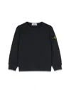 Stone Island Kids Mini Ribbed Neckline Sweatshirt For Boys In Black