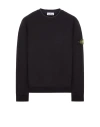 Stone Island Round-neck Sweatshirt With Ribbed Cuffs And Logo Detail In Blue