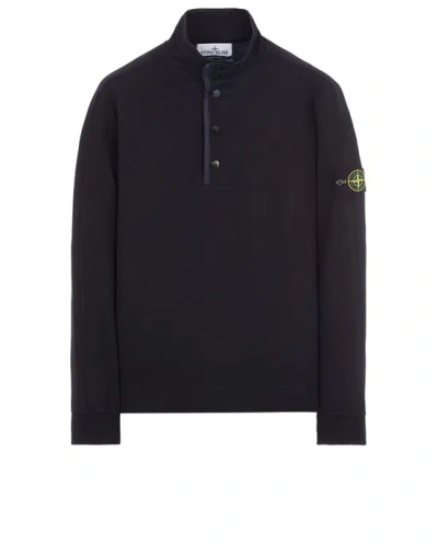 Stone Island Mens Dark Blue Vanise Polo-collar Cotton-jersey Sweatshirt Xl