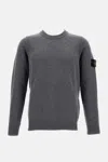 Stone Island Logo Patch Crewneck Jumper In Gray