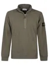 Stone Island Logo Patch Half-zipped Sweatshirt In Multi