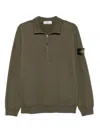 Stone Island Logo Patch Half-zipped Sweatshirt In Green