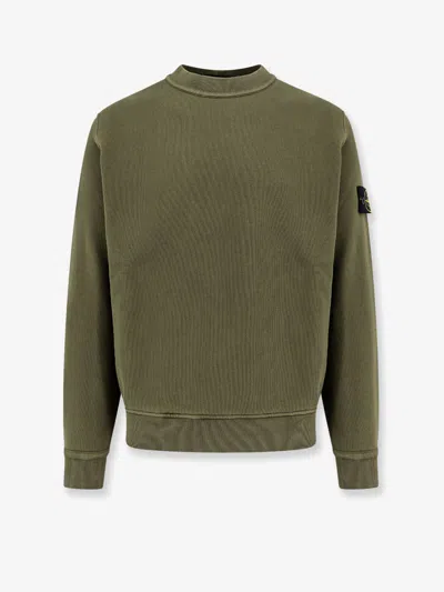 Stone Island Organic Cotton Sweatshirt With Removable Logo Patch In Muschio