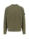 Stone Island Organic Cotton Sweatshirt With Removable Logo Patch In Green