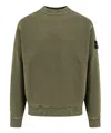 Stone Island Organic Cotton Sweatshirt With Removable Logo Patch In Green