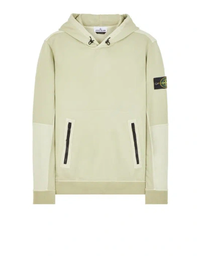 Stone Island Logo Patch Sleeved Hoodie In Green