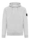 Stone Island Grey Melange 64120 Brushed Fleece Hooded Sweatshirt In Gris