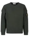 Stone Island Crewneck Sweatshirt In Brushed Organic Cotton In Green