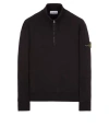 Stone Island Badge Half-zip Cotton Sweatshirt In Noir