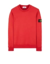 Stone Island Crew-neck Sweater With Reverse Stitch Details In Red