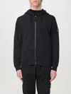 Stone Island Front Zip Closure Grey Zipper Hoodie In Black