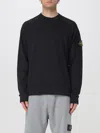 Stone Island Organic Cotton Crew Neck Sweater With English Ribs Knitwear Blue In Black