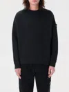 Stone Island Navy Blue Crew Neck Sweater With Signature Compass Badge In Black