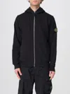 Stone Island Cotton Zip Hoodie In Black