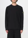Stone Island Organic Cotton Crew Neck Sweater With English Ribs Knitwear Blue In Black
