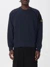 Stone Island Crew Neck Sweatshirt In Organic Brushed Cotton In Blue
