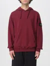 Stone Island Felpa Brushed Organic Cotton Fleece In Burgundy