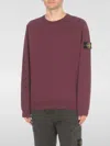 Stone Island Men Burgundy Brushed Organic Cotton Crewneck Sweatshirt In Burgunderrot