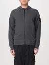 Stone Island Logo-patch Zip-up Cotton Hoodie In Charcoal