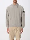 Stone Island Organic Cotton Compass Logo Hoodie In Gray