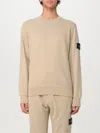 Stone Island Mens Biscuit Crewneck Brand-badge Cotton Jumper