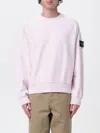 Stone Island Pink Brushed Organic Cotton Crewneck Sweatshirt