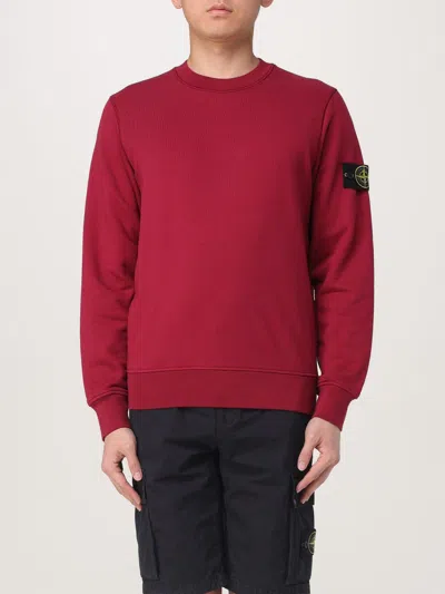 Stone Island Compass Patch Crewneck Sweatshirt In Red